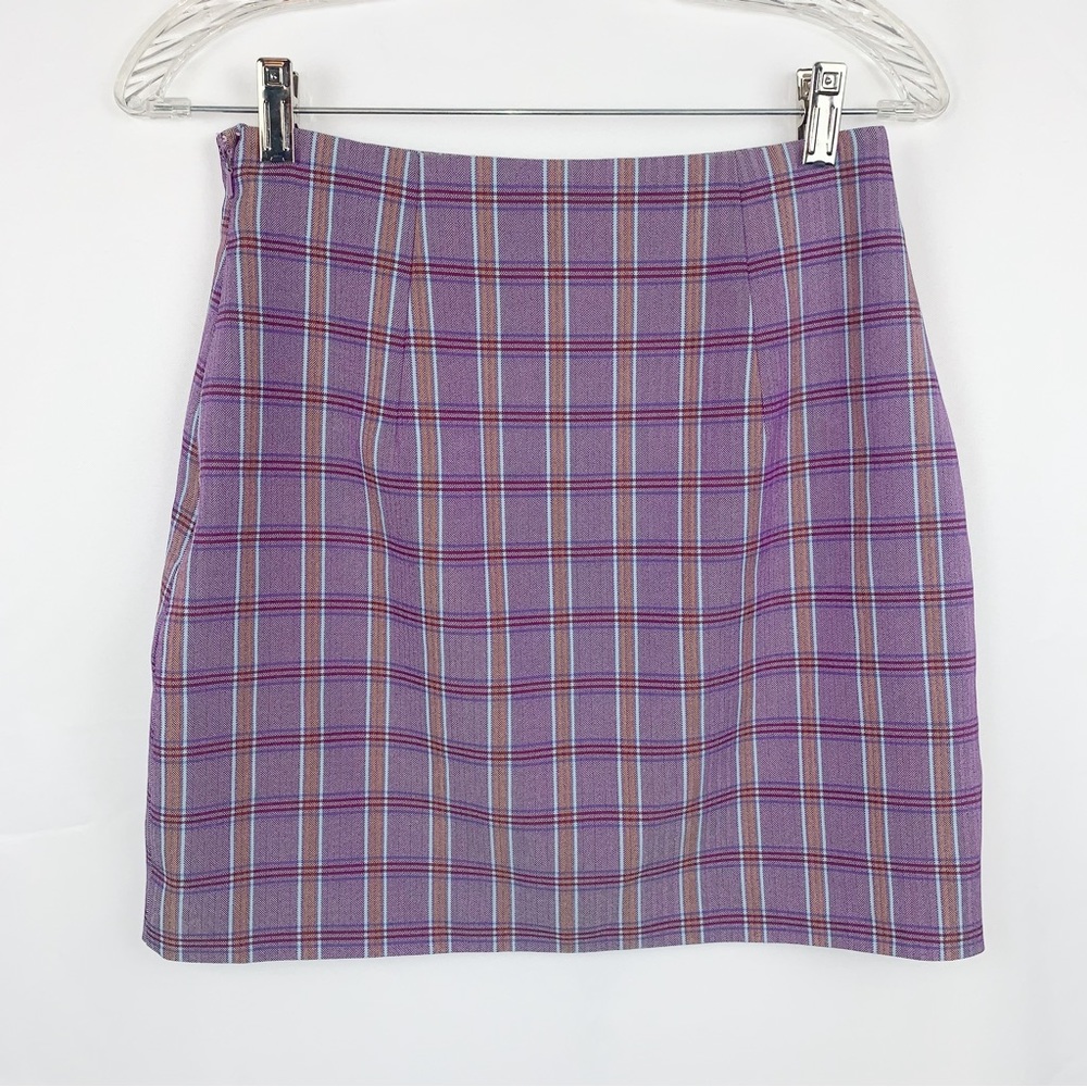 ASOS Purple Checkered Plaid Mini Skirt - Picture 3 of 9